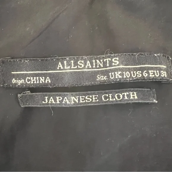 All Saints Black Pleat Spaghetti Strap Mini Dress B1/18 - Picture 10 of 13